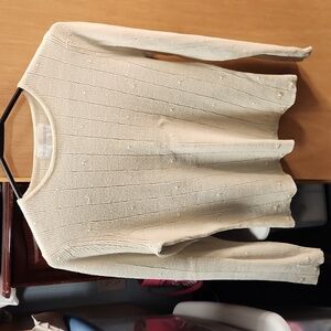 Cream long sleeve sweater with bead accents SMALL